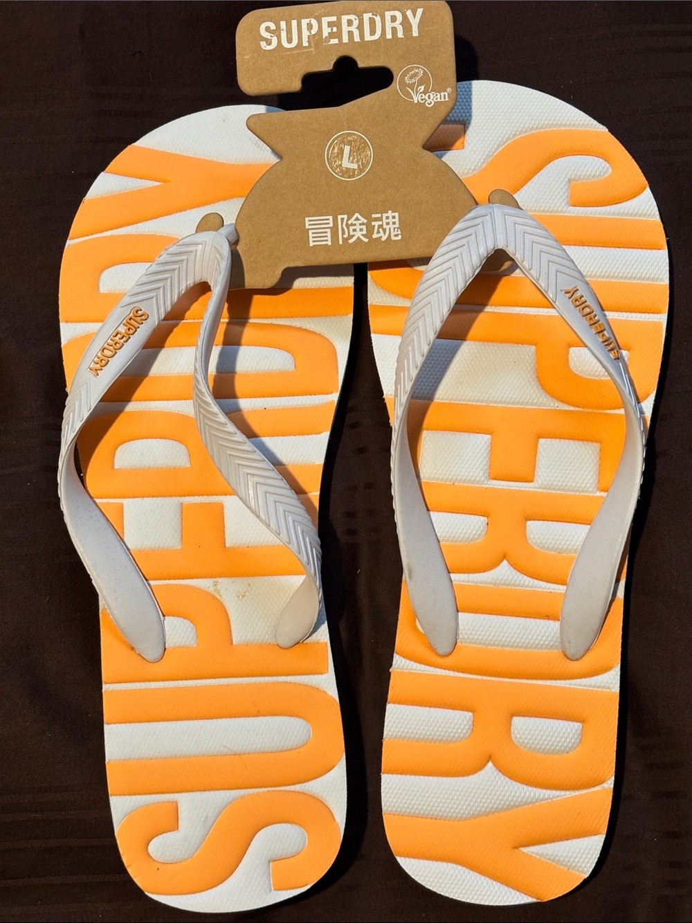 Superdry Orange & White Logo Flip Flop Sandals